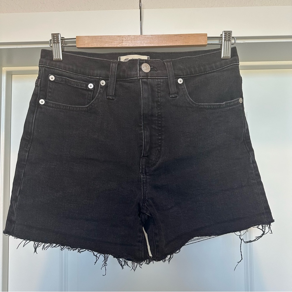 Madewell Black High-Waisted Jean Shorts with Raw Hem